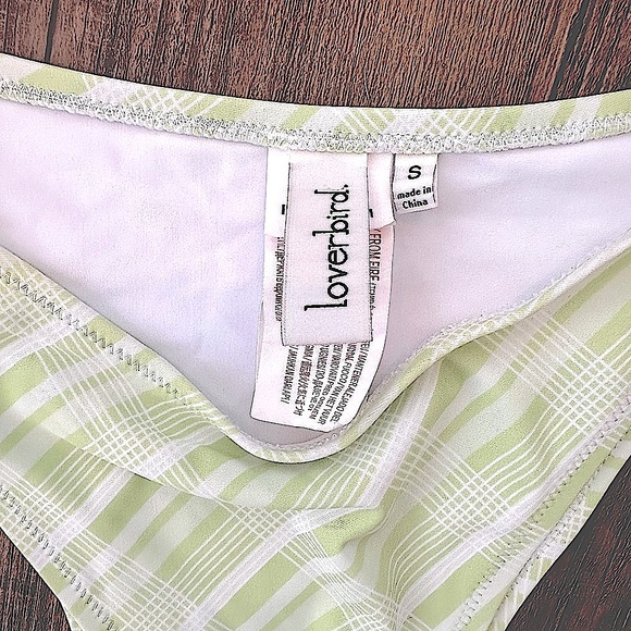 PACSUN Pastel Green Plaid underwire Loverbird bikini top size:M, bottoms size:S - Picture 3 of 5